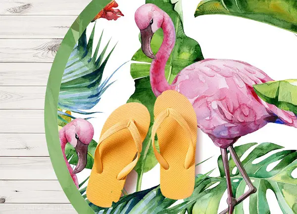 Apvalus PVC grindų kilimėlis flamingai