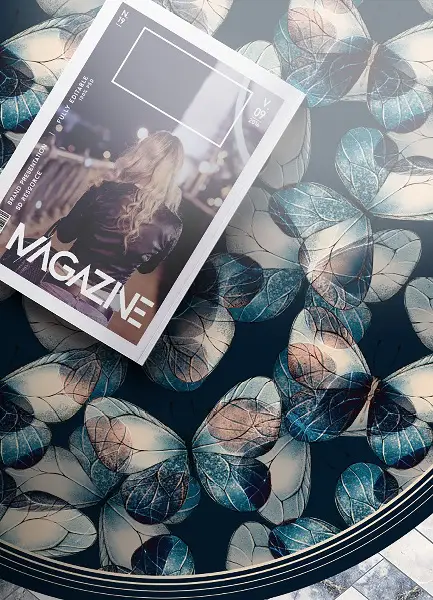 Apvalus PVC grindų kilimėlis Drugeliai