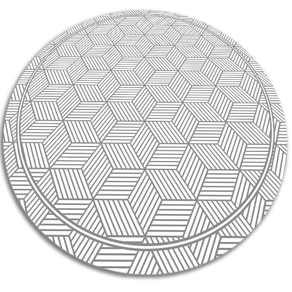 Apvalus PVC grindų kilimėlis geometrinis kubas