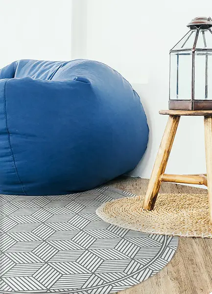 Apvalus PVC grindų kilimėlis geometrinis kubas