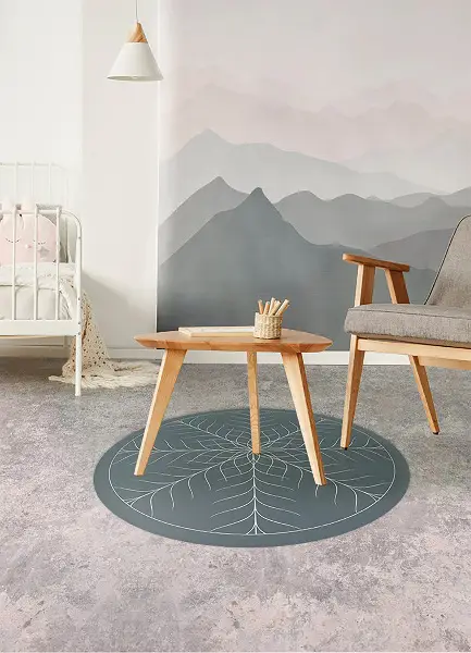 Apvalus kilimas vinilinis abstrakti forma