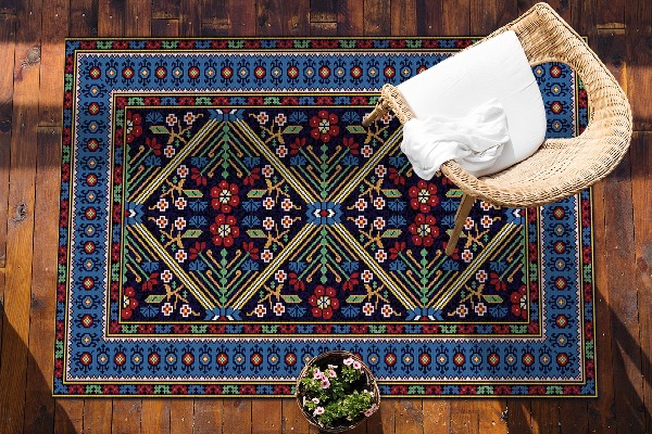 Kilimas terasai Geometrinės retro gėlės