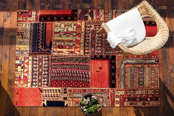 Kilimas terasai Patchwork abstrakcija