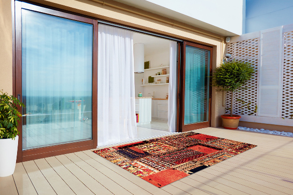 Kilimas terasai Patchwork abstrakcija