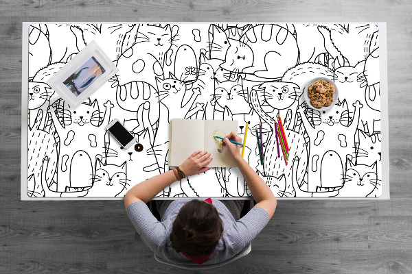 Darbo stalo patiesalas Doodle stiliaus katės