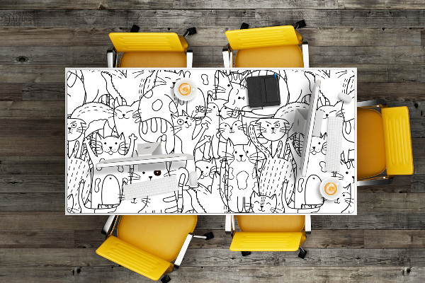 Darbo stalo patiesalas Doodle stiliaus katės