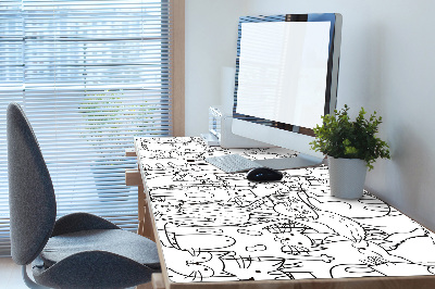 Darbo stalo patiesalas Doodle stiliaus katės