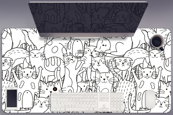 Darbo stalo patiesalas Doodle stiliaus katės