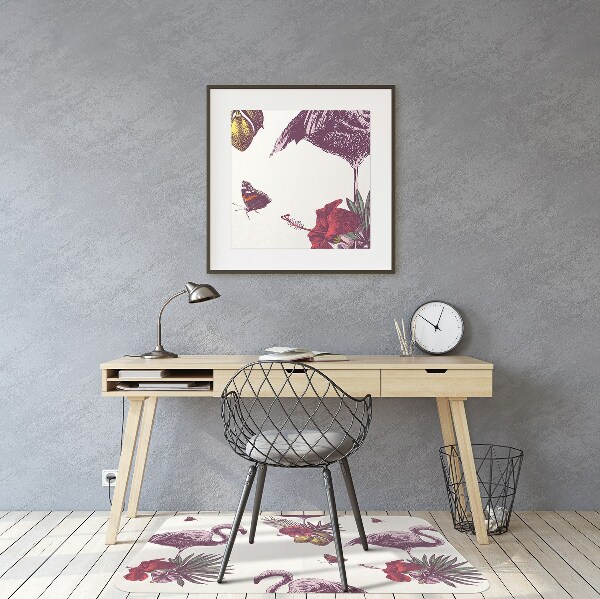 Kėdės kilimėlis Flamingai ir Hibiscus