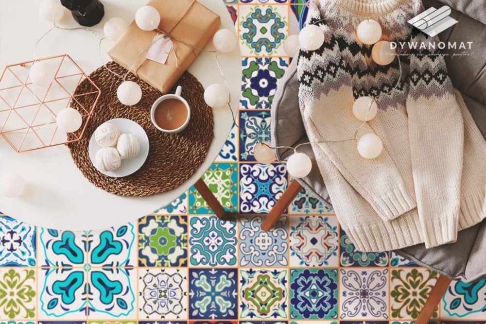 Geometrinės figūros ant vinilinių kilimų